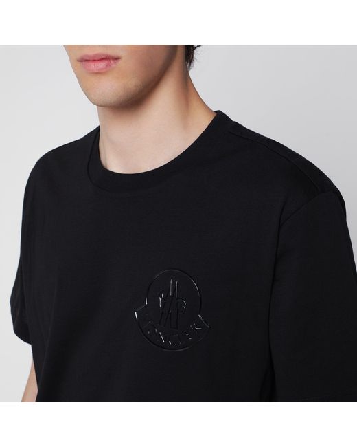 Moncler Black Cotton T-Shirt With Logo for men