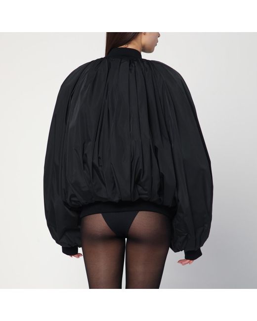 Balenciaga Black Draped Bomber Jacket In Technical Micro-faille