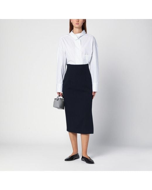 Margaux Lonnberg Navy Blue Wool-blend Marlo Skirt