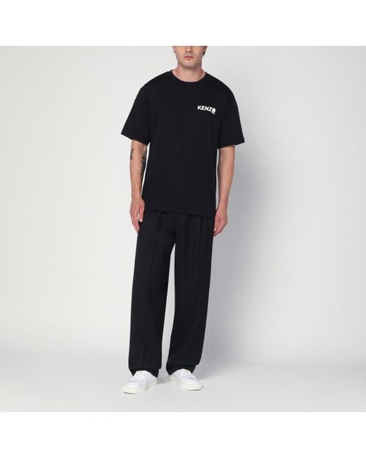 KENZO Black Cotton T-Shirt With Logo for men