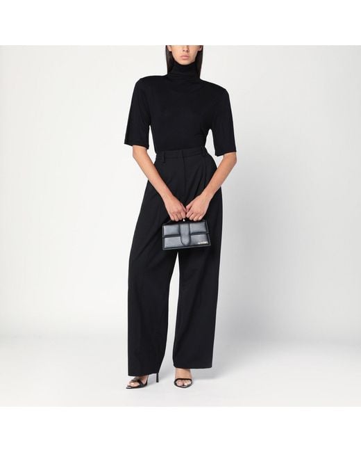 Thelatest Black Wide-Leg Wool Blend Trousers