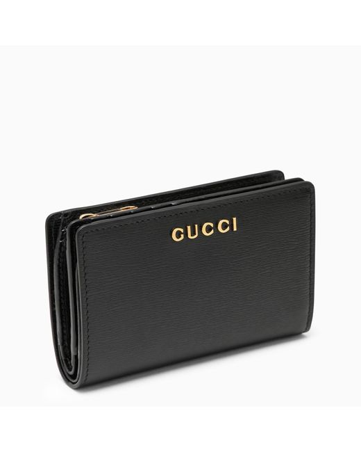Gucci Black Leather Wallet With Zip And Logo