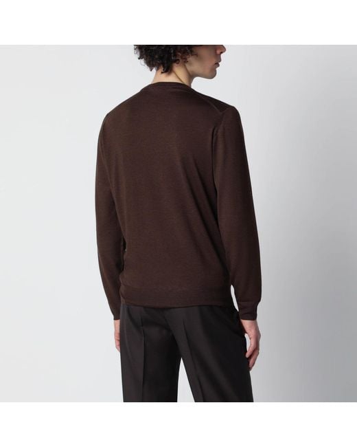 Drumohr Brown Chocolate Wool Sweater for men