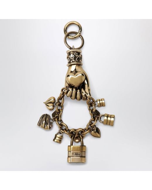 Chloé Metallic Symbols Hand & Heart Bag Charm