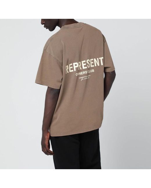 Represent Brown Light Cotton Tshirt With Logo for men