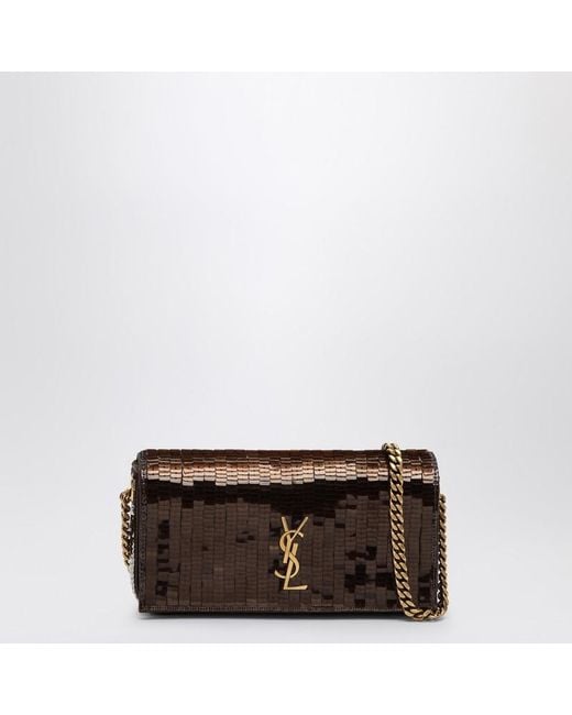 Saint Laurent Gray Braune Tasche Mini Kate 99 Mit Pailletten