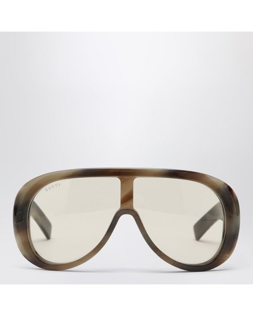 Gucci Brown Light Tortoiseshell Rectangular Sunglasses