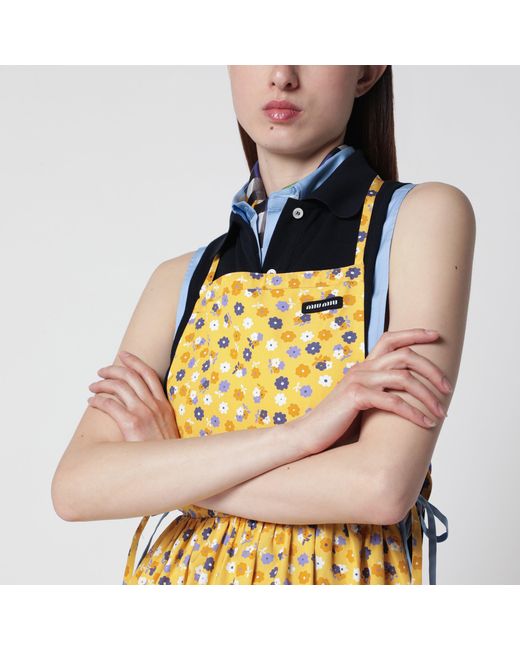 Miu Miu Yellow Floral Cotton Poplin Dress