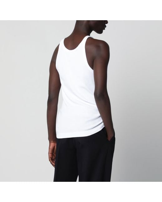 Dolce & Gabbana Brown Ribbed Cotton Tank Top With Logo Patch for men