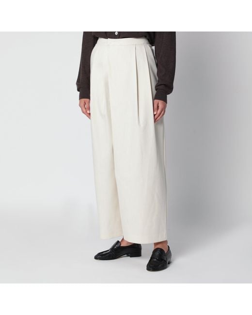 Source Unknown Natural Leiko Ivory Wide-Leg Trousers