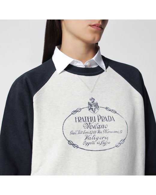 Prada Black Natural/ Cotton Crewneck Sweatshirt