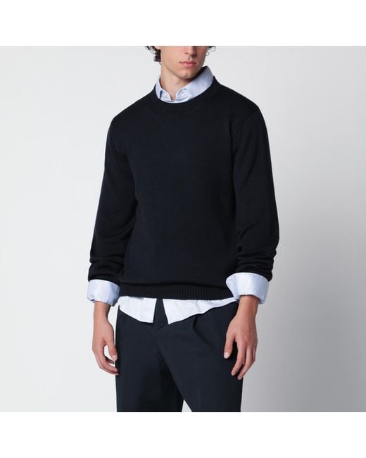 Roberto Collina Black Wool Crew-Neck Sweater for men