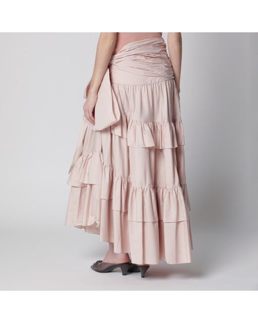 Chloé Pink Long Ruffled Cotton Poplin Skirt
