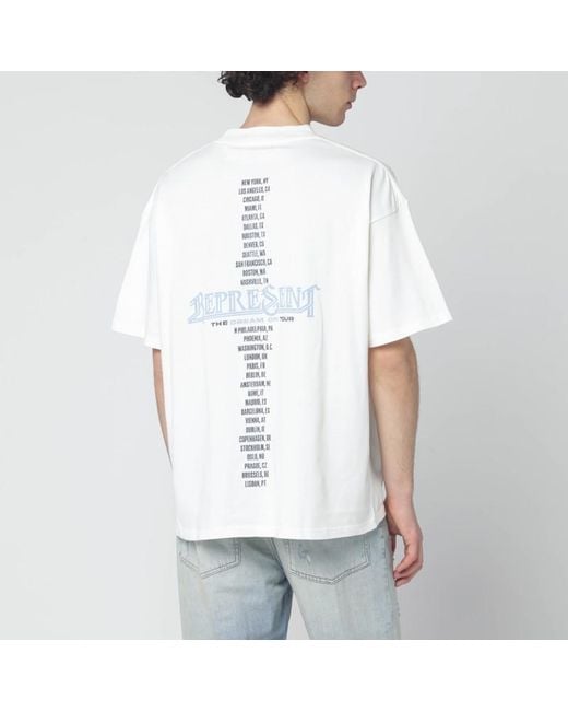 Felpa bianca con stampa logo di Represent in White da Uomo