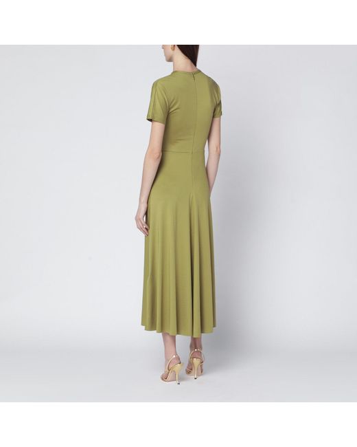 Victoria Beckham Green Blaire Dress With Gathered Waist