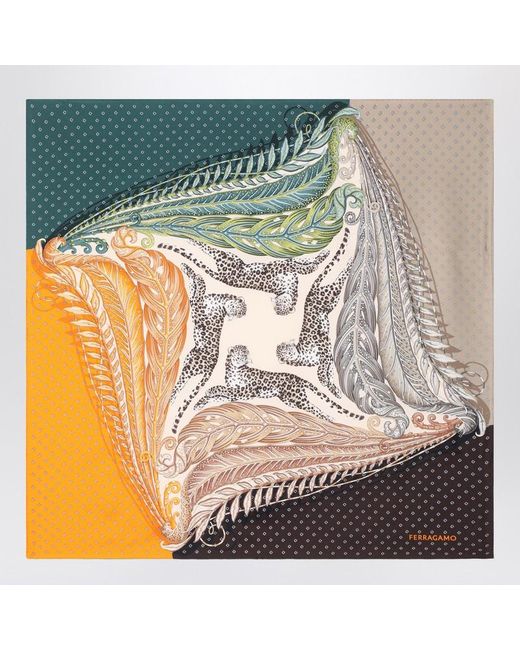 Ferragamo Multicolor Silk Scarf Madras Print