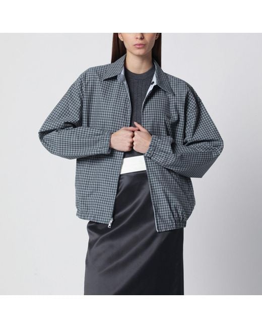 Prada Blue Reversible Light Jacket With Check Pattern