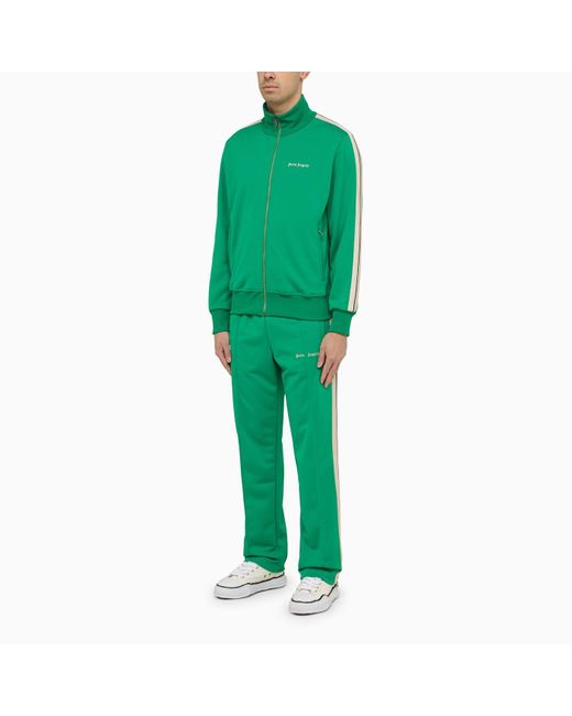 Palm Angels Green Jogging Trousers With Bands for men