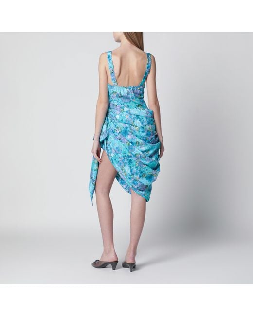Chloé Blue Sleeveless Wrap Bustier Midi Dress