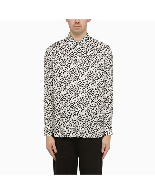 PT Torino White Viscose Striped Shirt for men