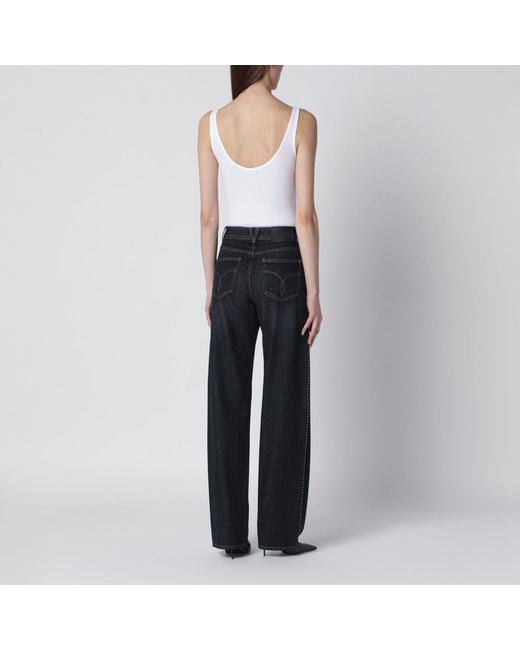 Versace Blue Jeans With Studs And Crystals