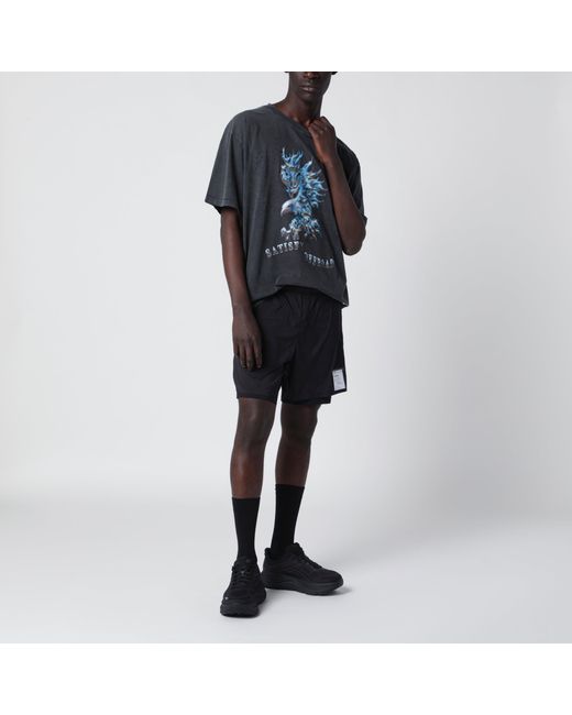 Satisfy Black Mothtech Aged T-Shirt With Logo Print for men