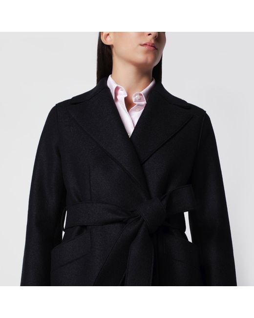 Harris Wharf London Black Wool Wrap Mini Coat