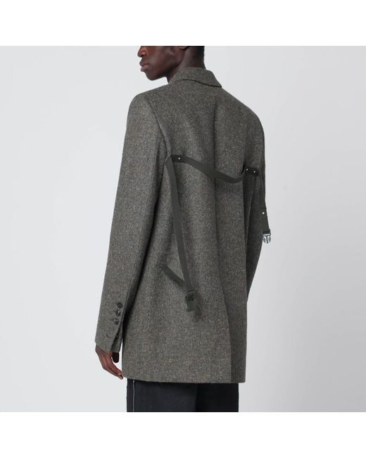 Rick Owens Gray Concordian Single-Breasted Wool Jacket for men