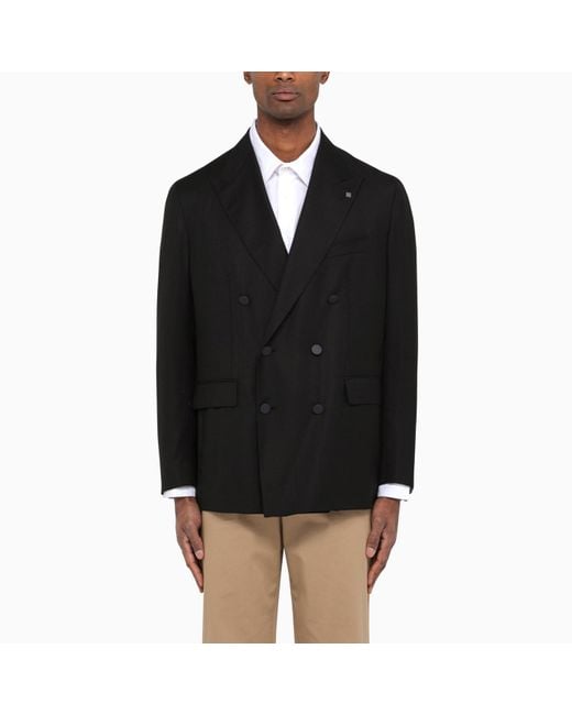 Tagliatore Black New York Wool Double-breasted Jacket for men