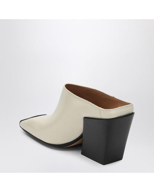Bottega Veneta White Ivory Leather Ventura Mules