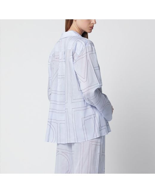 Totême Blue Monogram Pajama Shirt