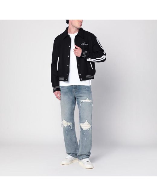 Amiri Schwarze Jacke Aus Wollmischung Mit Logo in Black für Herren