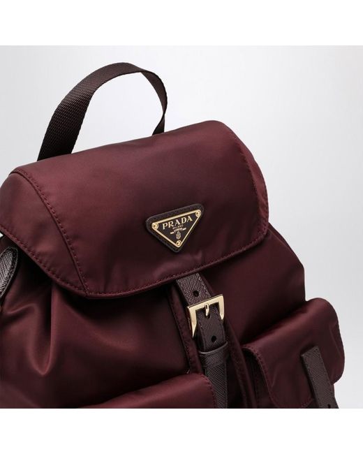 Prada Purple Re-Edition 1978 Kleiner Bordeauxfarbener Re-Nylon Rucksack