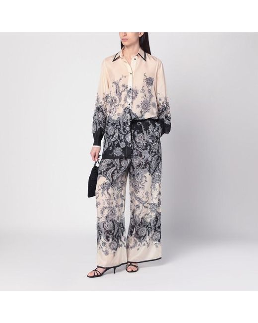 Camicia rhiannon crema con stampa fantasia di Zimmermann in Multicolor