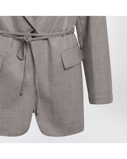 Brunello Cucinelli Gray Melange Virgin Wool Blazer
