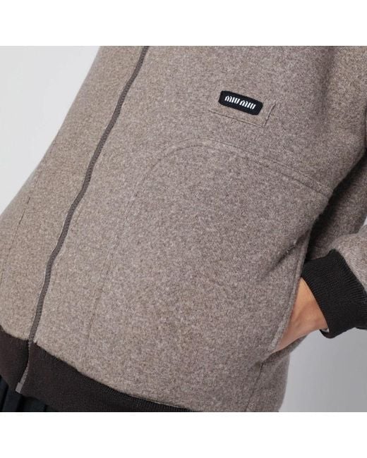 Miu Miu Gray Schnurfarbene Fleece-Blousonjacke