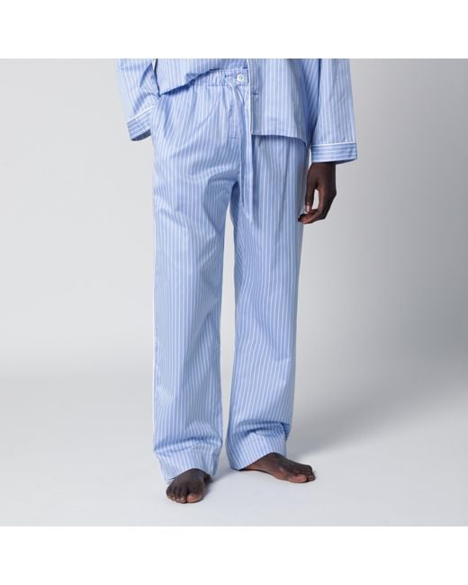 Tekla Blue Pajama Trousers With Stripes for men