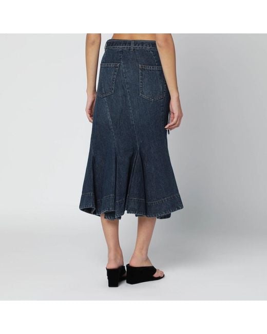 Sacai Damen Asymmetrischer Blauer Denimrock