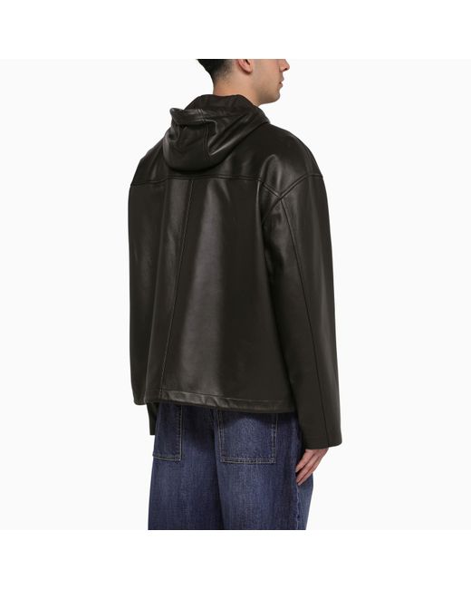 Bottega Veneta Black Leather Zipped Jacket for men