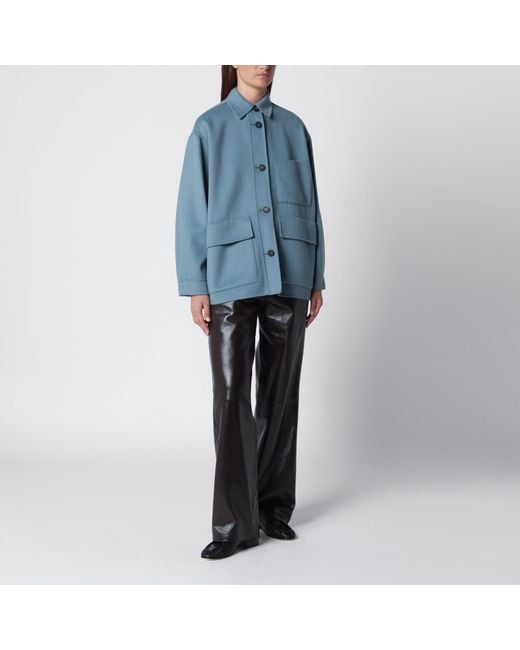 Weekend by Maxmara Blue Wool Shirt Jacket