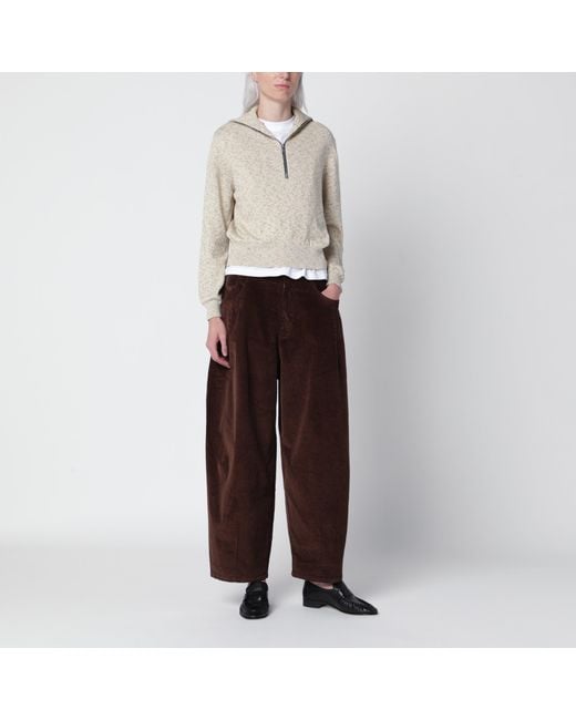 Cordera White Mélange Cotton Half-Zip Sweater