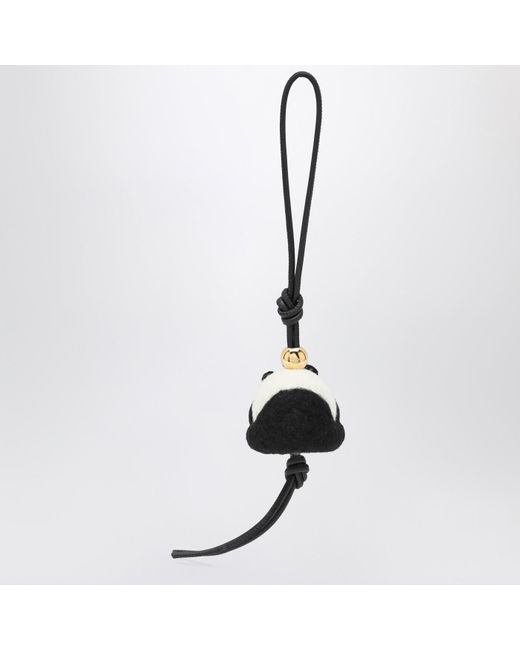 Loewe Black Panda Pendant In Felt And Leather