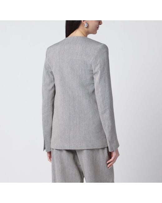 Loulou de Saison Gray Suna Tailored Jacket With An Asymmetric Opening And Lapel