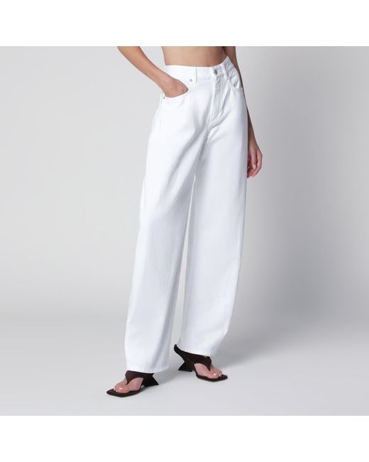 Alaïa White High-Waisted Curved-Leg Denim Jeans