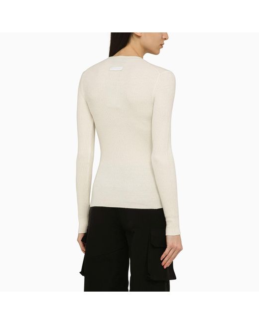 Canada Goose White Rib Knitted Sweater In Wool