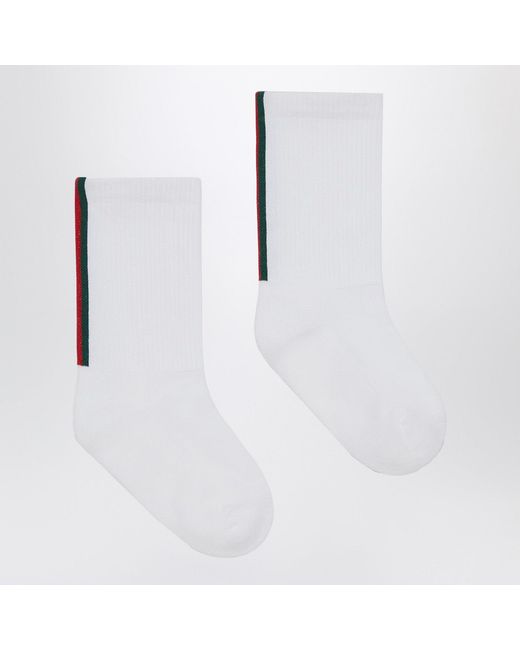 Gucci White Socks With Web Ribbon