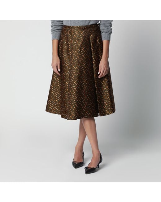 Prada Brown Military Floral Skirt