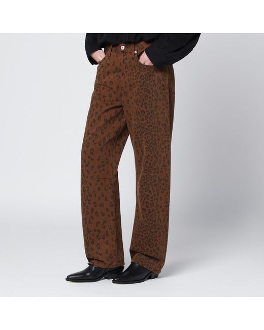 Citizens of Humanity Brown Relaxed Miro Jeans With Cheetah Print