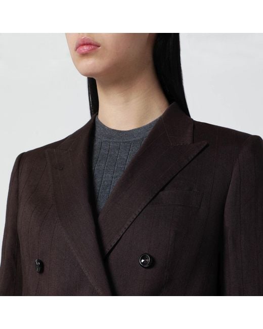 Tagliatore Black Linenblend Doublebreasted Jacket