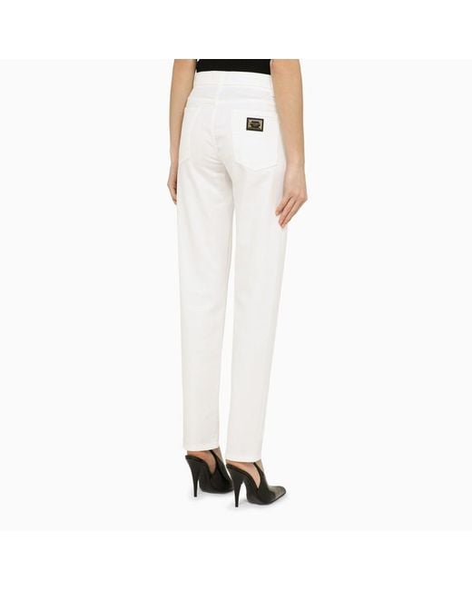 Pantalone regolare bianco in cotone di Dolce & Gabbana in White